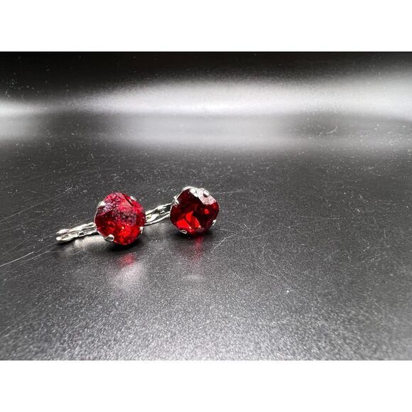 Red Gem Dangle Earrings - Picture 3 of 4